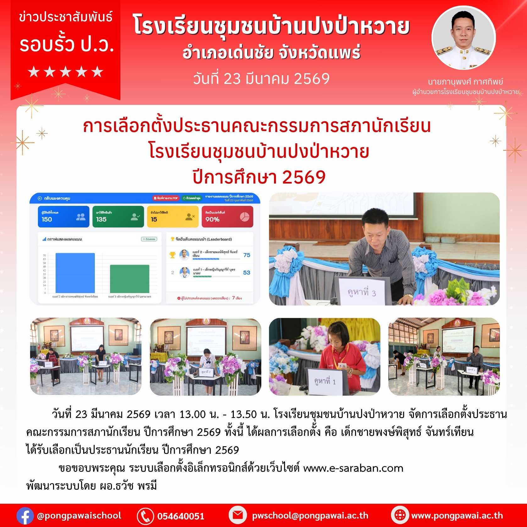 การเลือกตั้งประธานคณะกรรมการสภานักเรียน ปีการศึกษา 2569